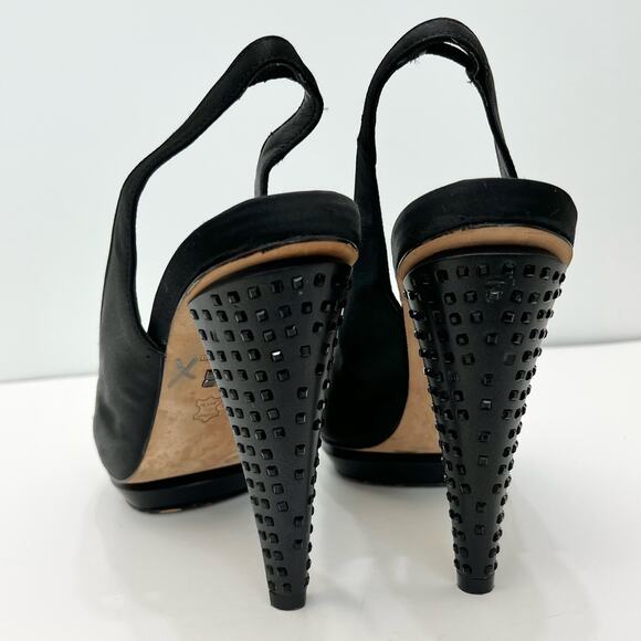 BCBGMAXAZRIA Ma-Lady Satin Embellished Platform Stiletto Heels | Size: 10B - Picture 11 of 15